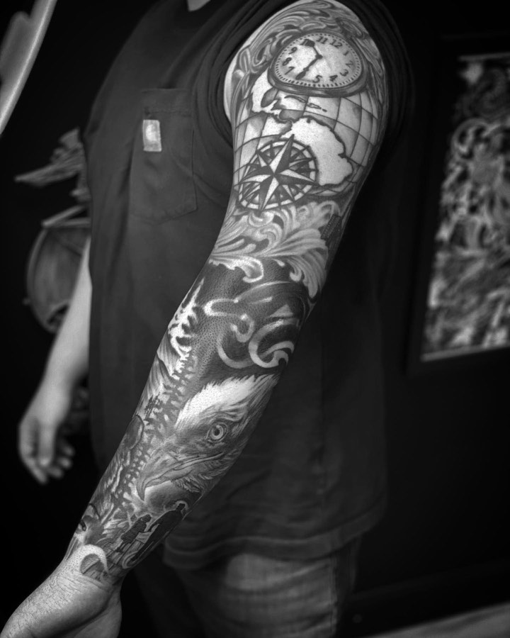 Black and grey tattoo by Andy Electric